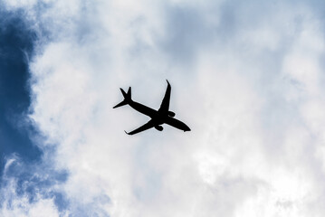 An airplane flying in the sky.