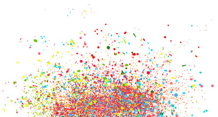 Confetti on isolated white. Texture with geometric elements. Colorful abstract background. Pattern for design. Print for polygraphy, banners, flyers and textiles