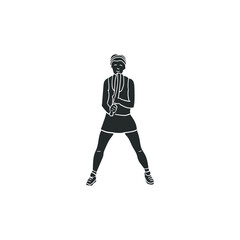 Tennis Player Woman Icon Silhouette Illustration. Sport Fitness Vector Graphic Pictogram Symbol Clip Art. Doodle Sketch Black Sign.