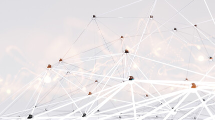 Obraz premium Global network. Blockchain. 3D illustration. Neural networks and artificial intelligence. Abstract