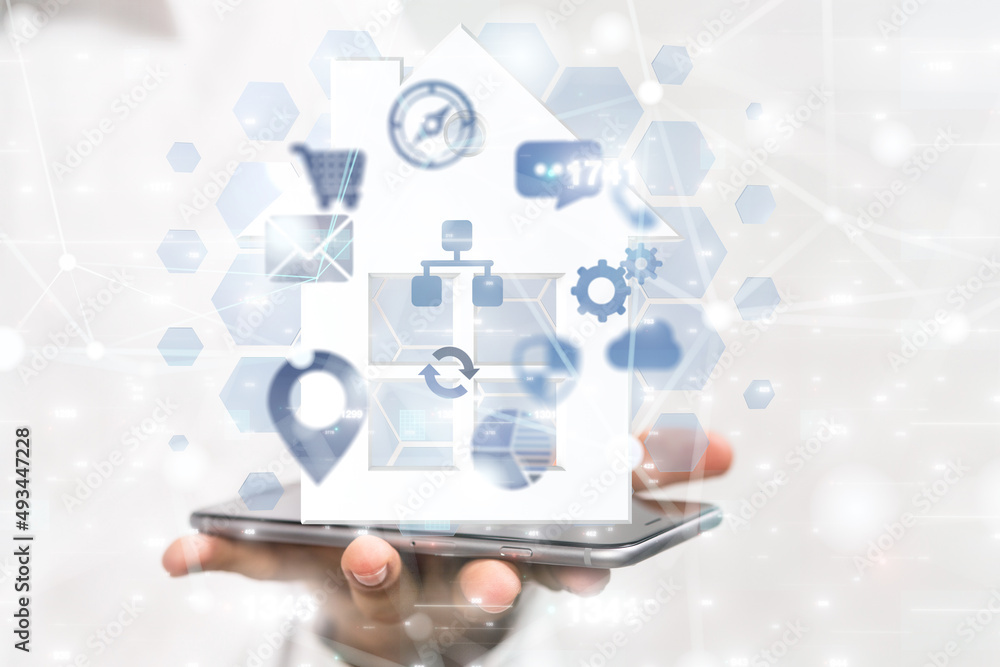 Poster house. data Big data visualization background.Abstract technology