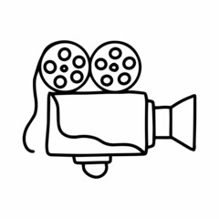 Doodle logo. Cinema logo. Vector cinema concept in doodle style.