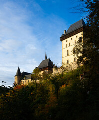 Fototapeta na wymiar View of medieval castle Karlstejn. Bohemia. Czech Republic