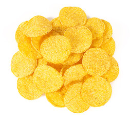 round corn chips isolated on white background