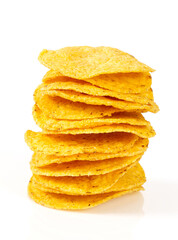 round corn chips isolated on white background - 493447657