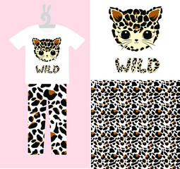 Fashion kids prints and seamless pattern. Baby pajamas design. Isolated vector illustration