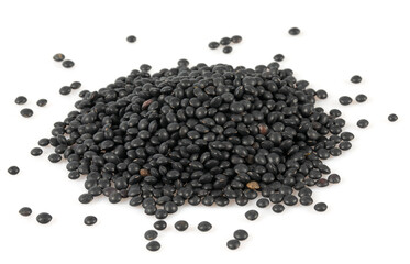 black lentils isolated on white background
