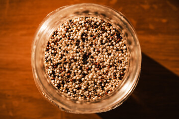 Quinoa is a flowering plant in the amaranth family. It is a herbaceous annual plant grown as a crop primarily for its edible seeds.