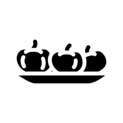 plate with tomatoes glyph icon vector. plate with tomatoes sign. isolated contour symbol black illustration