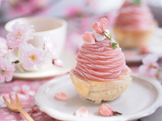 春スイーツ 桜モンブランでティータイム