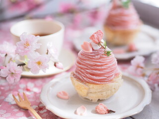 春スイーツ 桜モンブランでティータイム