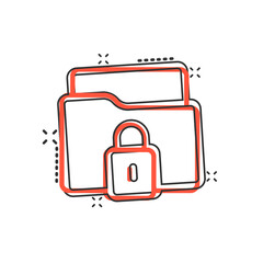 Files folder permission icon in comic style. Document access cartoon vector illustration on isolated background. Secret archive splash effect sign business concept.