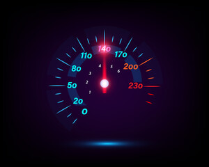 speed movement with speedometer car background