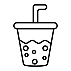 Soft Drink Vector Outline Icon Isolated On White Background