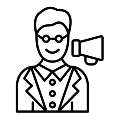 Film Director Vector Outline Icon Isolated On White Background