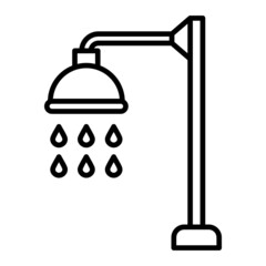 Shower Vector Outline Icon Isolated On White Background