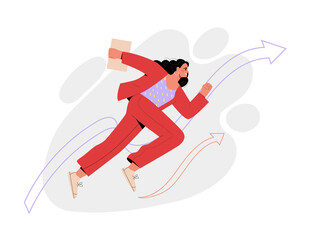 Businesswoman running to her goal.