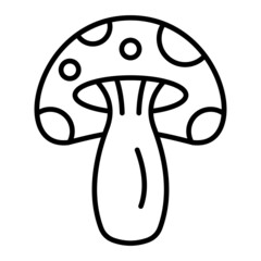 Mushroom Vector Outline Icon Isolated On White Background