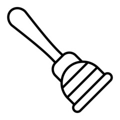 Plunger Vector Outline Icon Isolated On White Background