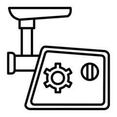 Butcher Machine Vector Outline Icon Isolated On White Background