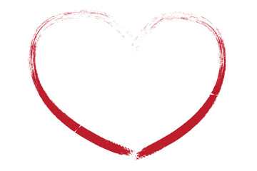 Heart contour vector. Red hand drawn love icon isolated. Paint brush stroke heart icon. Hand drawn vector for love logo, heart symbol, doodle icon and Valentine's day. Painted grunge vector shape