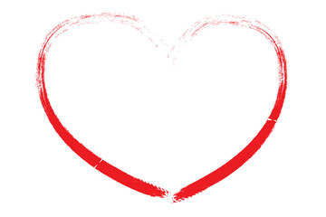 Heart contour vector. Red hand drawn love icon isolated. Paint brush stroke heart icon. Hand drawn vector for love logo, heart symbol, doodle icon and Valentine's day. Painted grunge vector shape