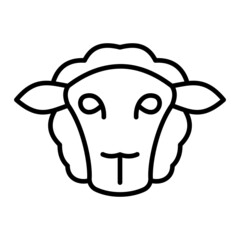 Lamb Vector Outline Icon Isolated On White Background