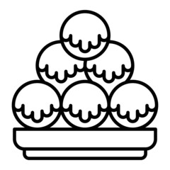 Meatball Vector Outline Icon Isolated On White Background