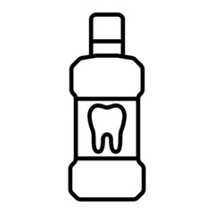 Mouthwash Vector Outline Icon Isolated On White Background