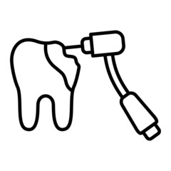 Drilling Vector Outline Icon Isolated On White Background