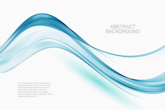 Blue color abstract wave. Flow of transparent lines in wave shape.Wave design element © lesikvit