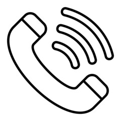 Phone Call Vector Outline Icon Isolated On White Background