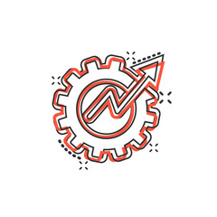 Productivity icon in comic style. Process strategy cartoon vector illustration on isolated background. Seo analytics splash effect sign business concept.