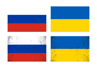 Russia ukraine regular and grunge texture flags template design banner background.