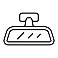 Rear View Mirror Vector Outline Icon Isolated On White Background