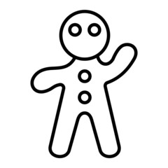 Gingerbread Man Vector Outline Icon Isolated On White Background