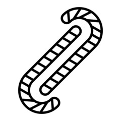Candy Cane Vector Outline Icon Isolated On White Background