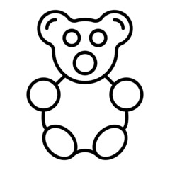 Gummy Bear Vector Outline Icon Isolated On White Background
