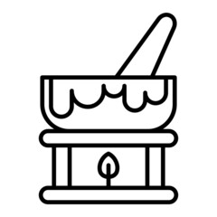 Fondue Vector Outline Icon Isolated On White Background