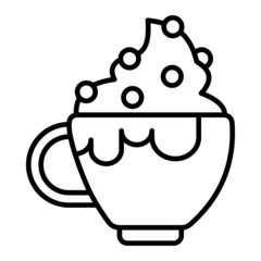 Hot Chocolate Vector Outline Icon Isolated On White Background