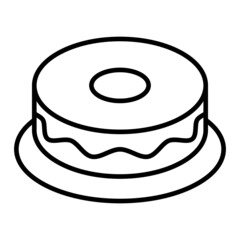 Chiffon Cake Vector Outline Icon Isolated On White Background
