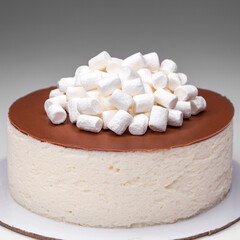 Fototapeta na wymiar Homemade soufflé cake with marshmallow