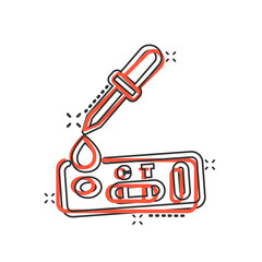 Coronavirus test icon in comic style. covid-19 cartoon vector illustration on isolated background. Medical diagnostic splash effect sign business concept.