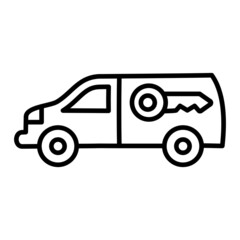 Van Vector Outline Icon Isolated On White Background