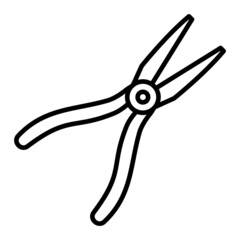 Pliers Vector Outline Icon Isolated On White Background