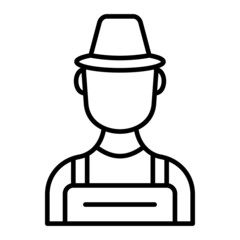 Farmer Vector Outline Icon Isolated On White Background