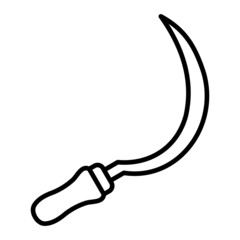 Sickle Vector Outline Icon Isolated On White Background