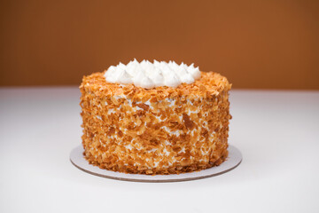 Homemade honey pear cake and waffle crumbs