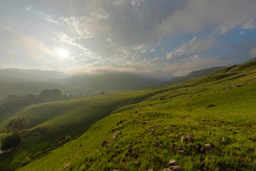 Fototapeta premium Low clouds late afternoon on the mountain