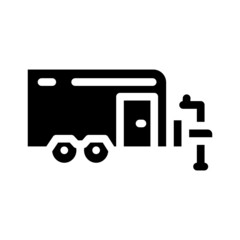 trailer house on wheel glyph icon vector. trailer house on wheel sign. isolated contour symbol black illustration